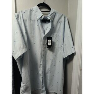 Chaps Men's Short Sleeve Shirt Size XXL easy Care NWT Temp Control Design Blue